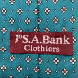 Jos. A. Bank Tie‎ Men's 100% Silk Floral Green 3.25"